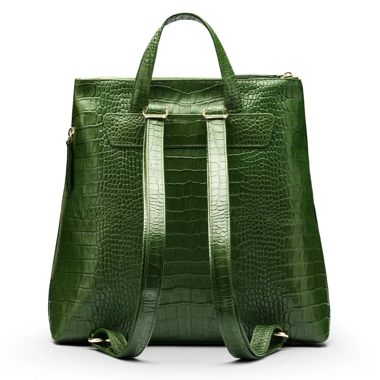 Leather 13" Laptop Backpack - Green Croc