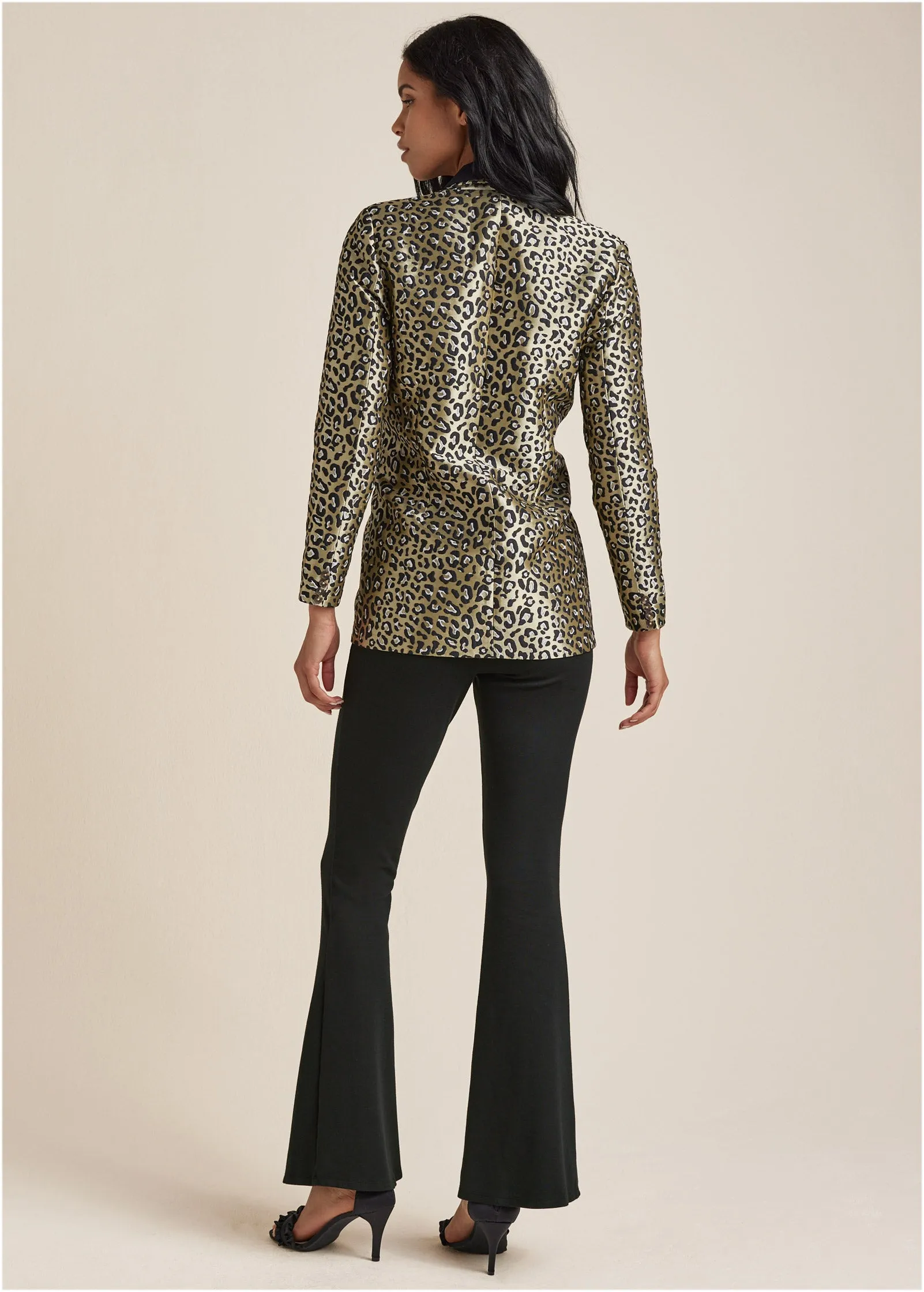 Leopard Jacquard Blazer - Black & Gold