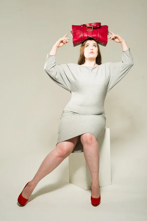 Light Grey Long Sleeve Batwing Dress