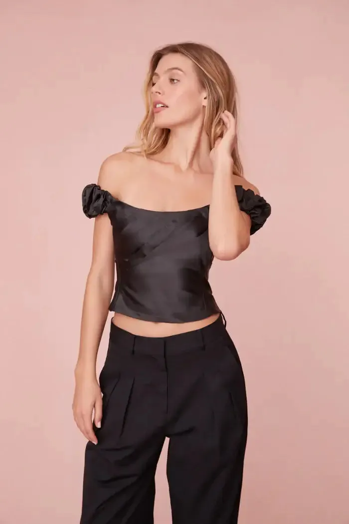 Love Shack Fancy - Ileana Top in Black