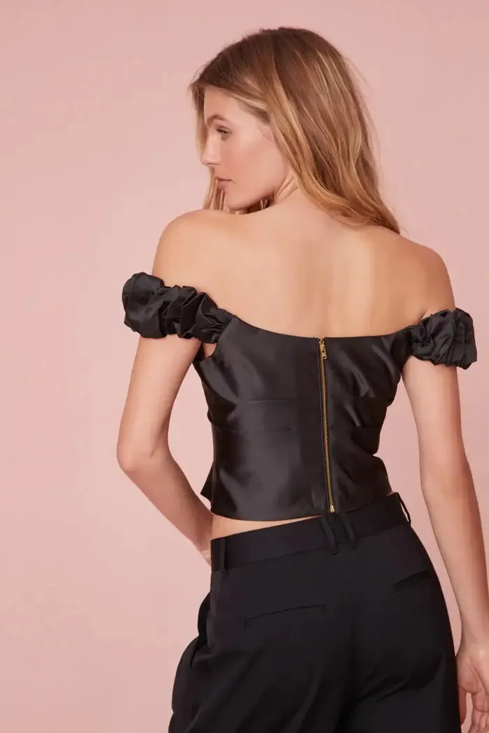 Love Shack Fancy - Ileana Top in Black