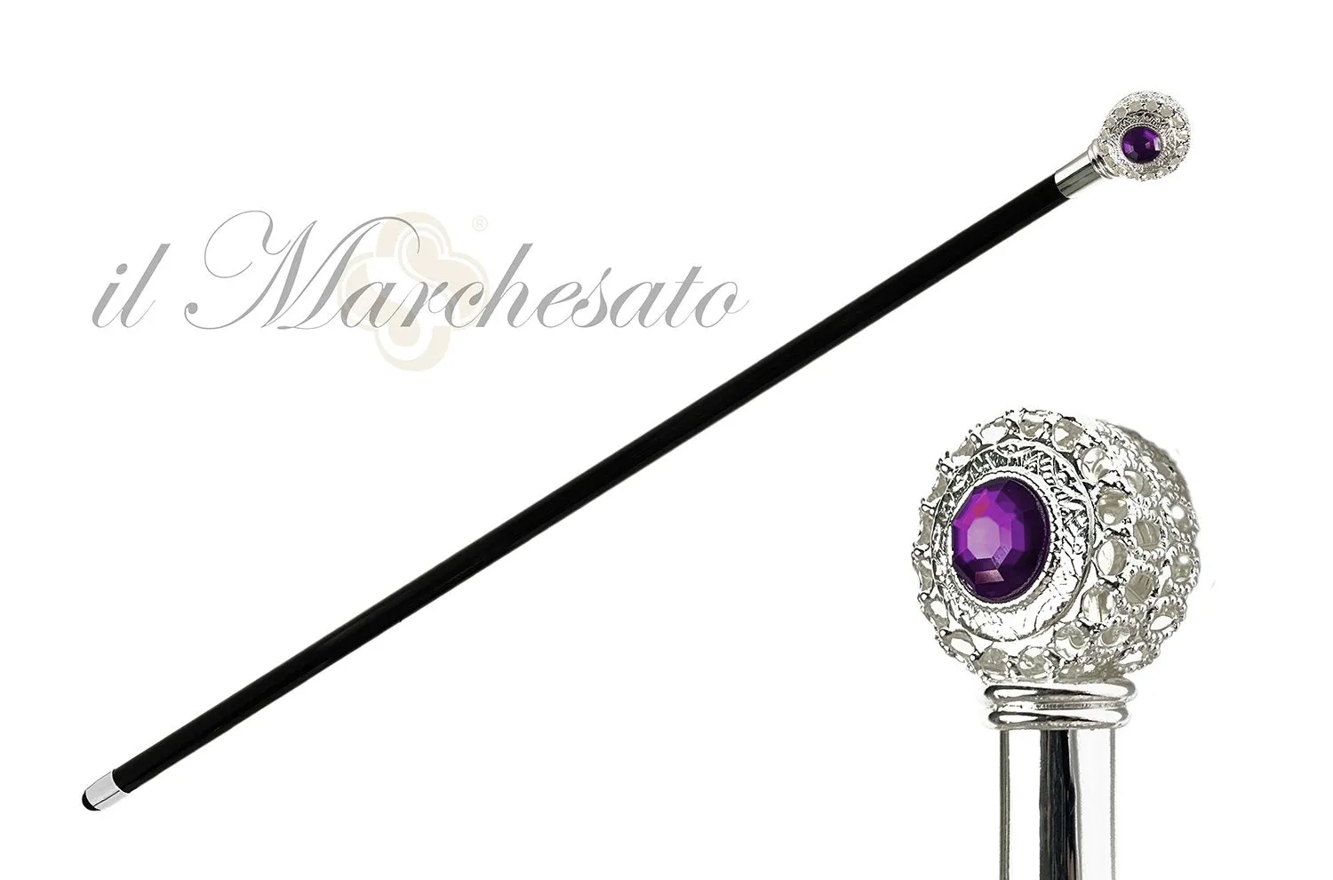 Luxury Evening Walking Stick Silver Plated Handle