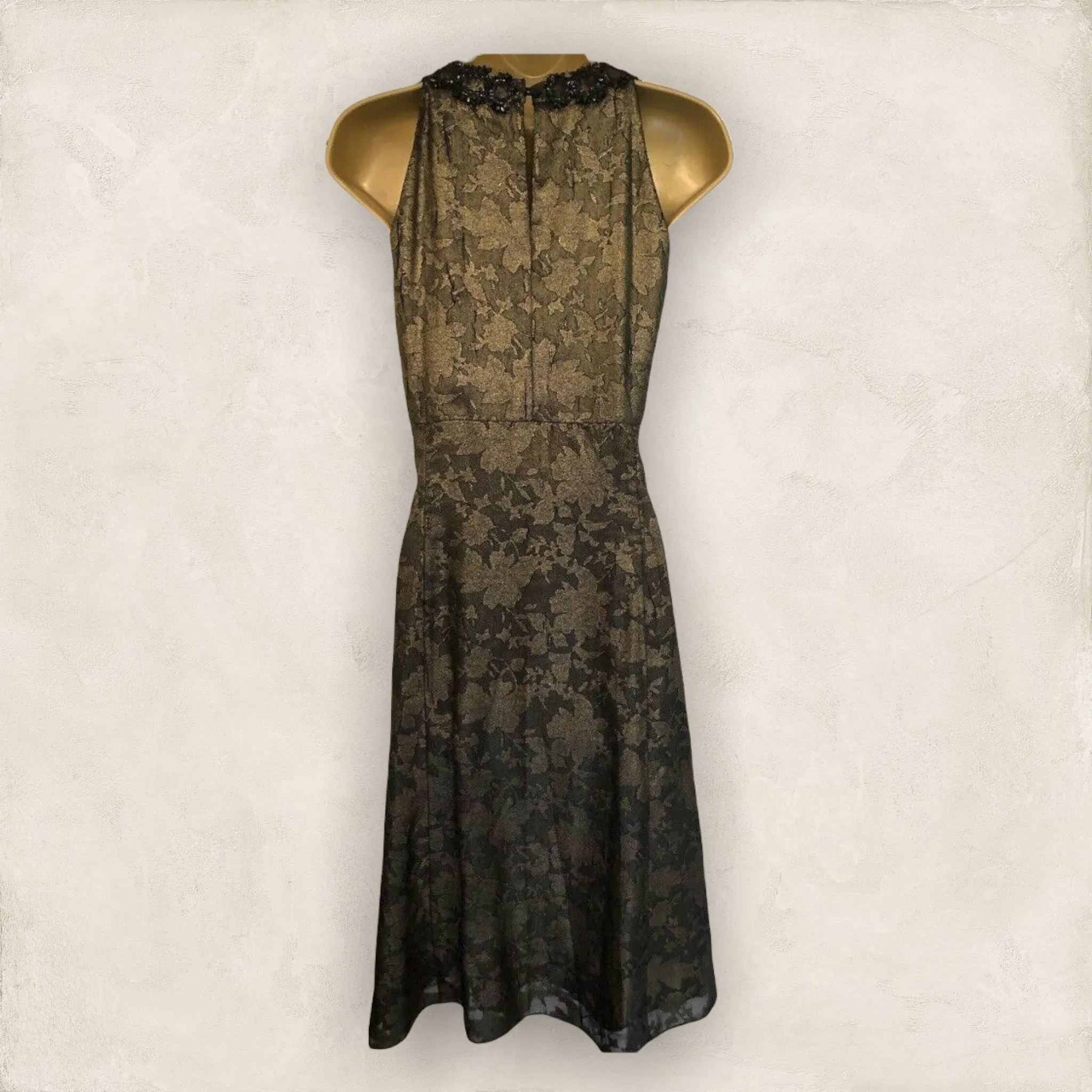 Monsoon Women's Black & Gold Lace Dress UK 18 US 14 EU 46