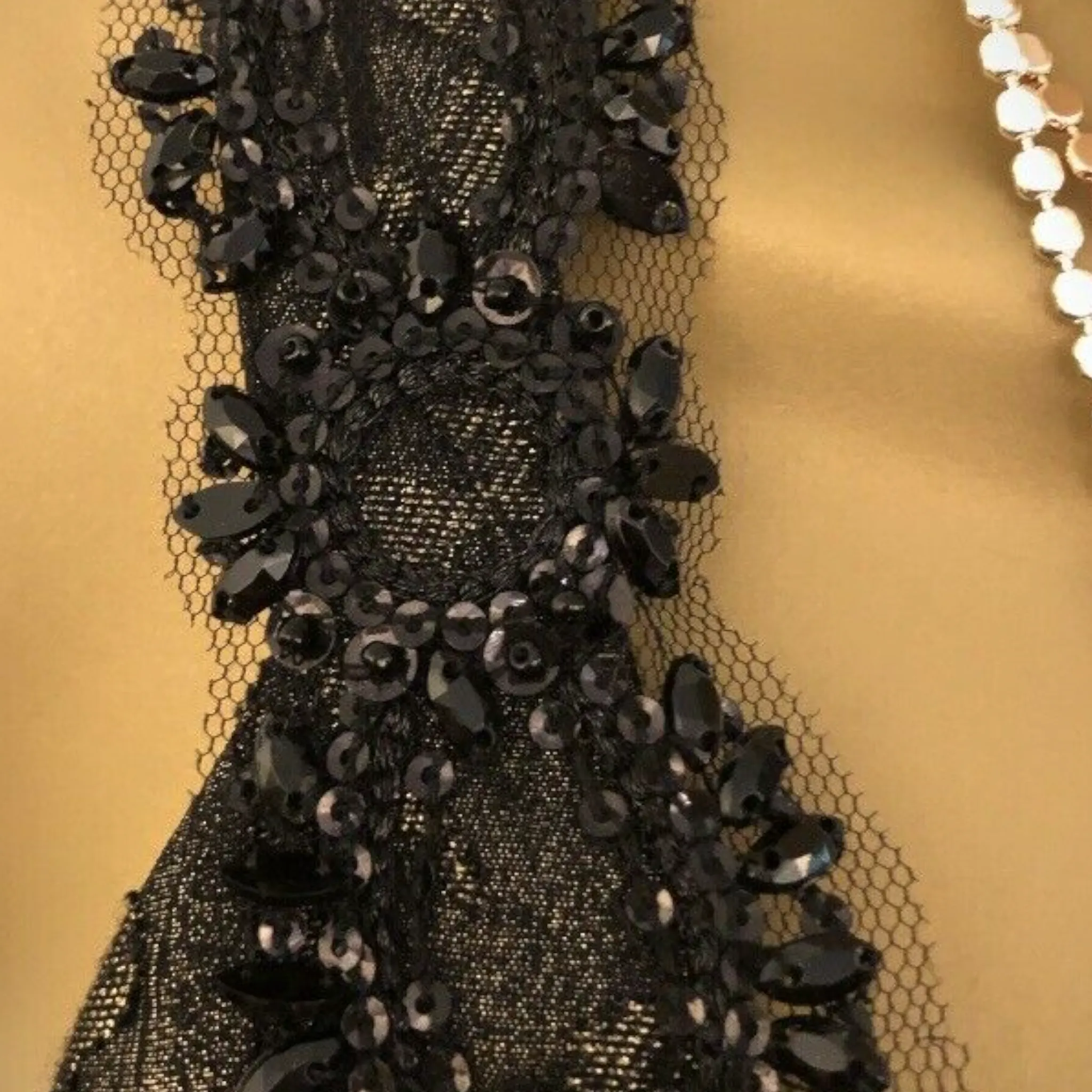 Monsoon Women's Black & Gold Lace Dress UK 18 US 14 EU 46