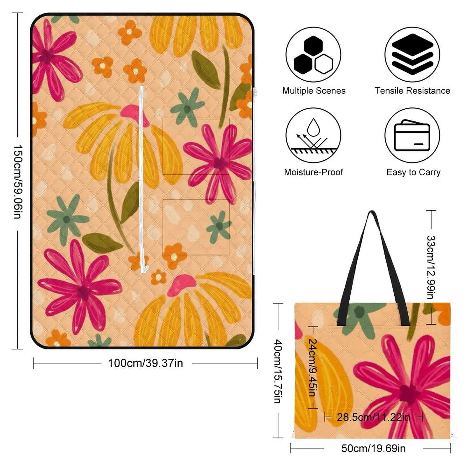 POD Upload Your Photo Zipper Style Picnic Mat 59x39 inch