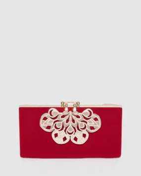 Red Quinn Clip Evening Clutch Bag