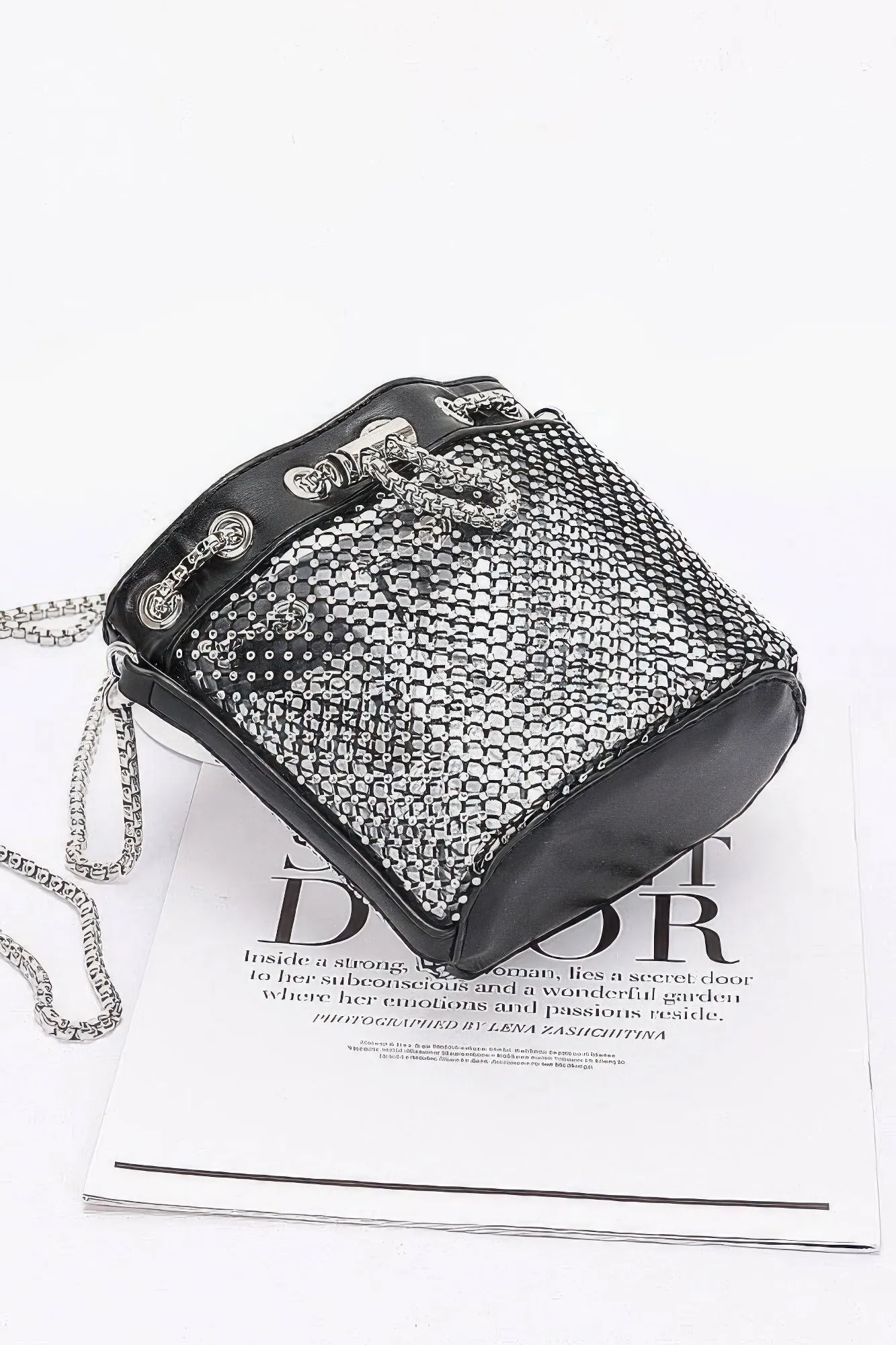 Rhinestone Mesh Tube Bag
