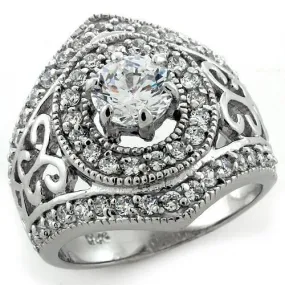 Rhodium 925 Sterling Silver Ring with AAA Grade CZ in Clear for Women Style LOAS1134