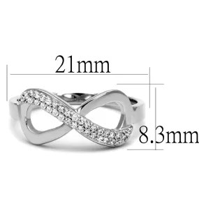 Rhodium 925 Sterling Silver Ring with AAA Grade CZ in Clear for Women Style TS541