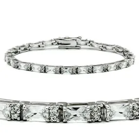 Rhodium Brass Bracelet with AAA Grade CZ in Clear for Women Style 47401