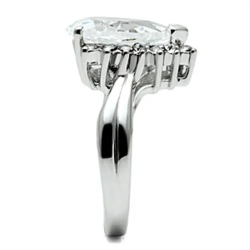 Rhodium Brass Ring with AAA Grade CZ in Clear for Women Style 3W292