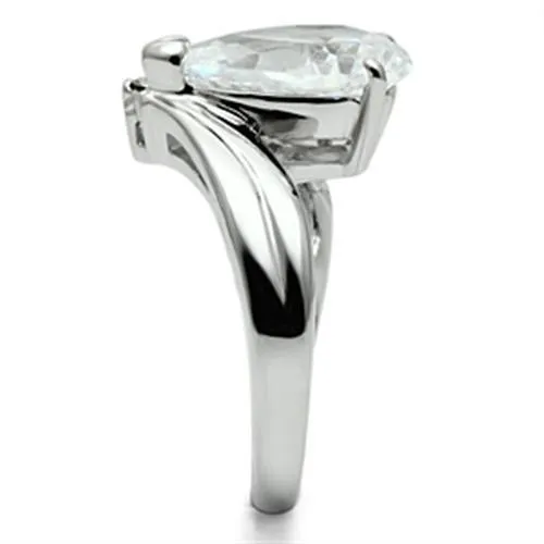 Rhodium Brass Ring with AAA Grade CZ in Clear for Women Style 3W292