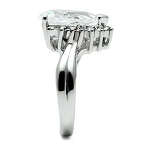 Rhodium Brass Ring with AAA Grade CZ in Clear for Women Style 3W292