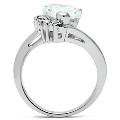 Rhodium Brass Ring with AAA Grade CZ in Clear for Women Style 3W292