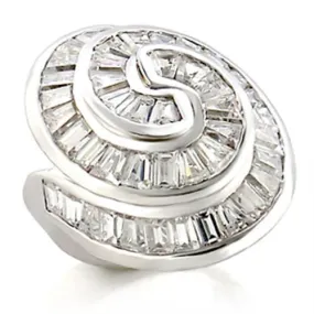 Rhodium Brass Ring with AAA Grade CZ in Clear for Women Style 9W019