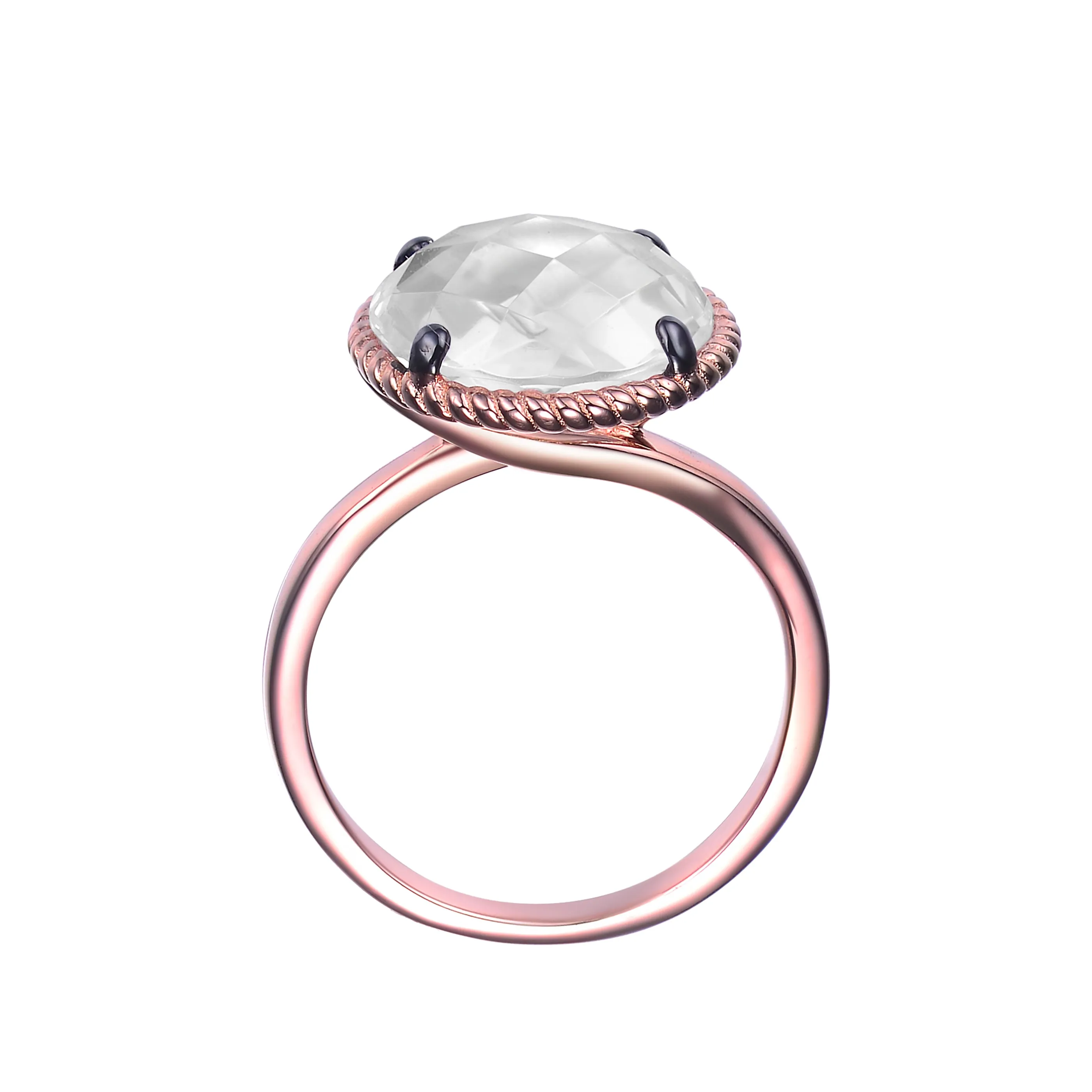 Rose Sterling Silver Cubic Zirconia Round Statement Ring