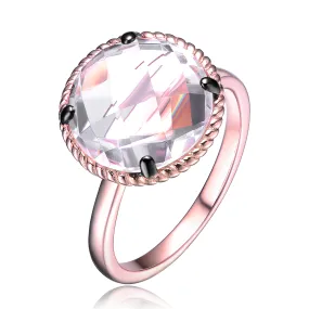 Rose Sterling Silver Cubic Zirconia Round Statement Ring
