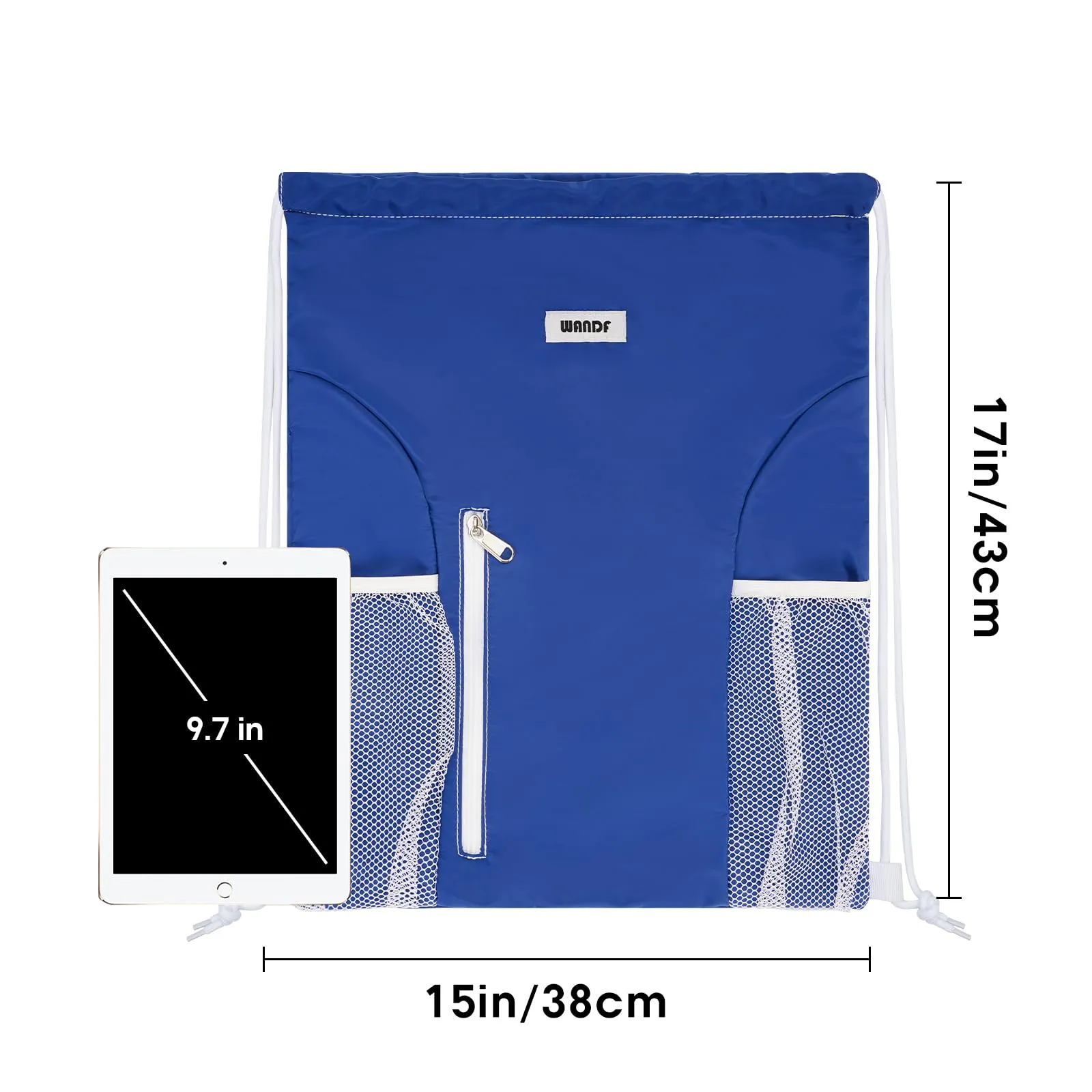 Sports Gym Drawstring Backpack with Mesh Pockets - WF6038