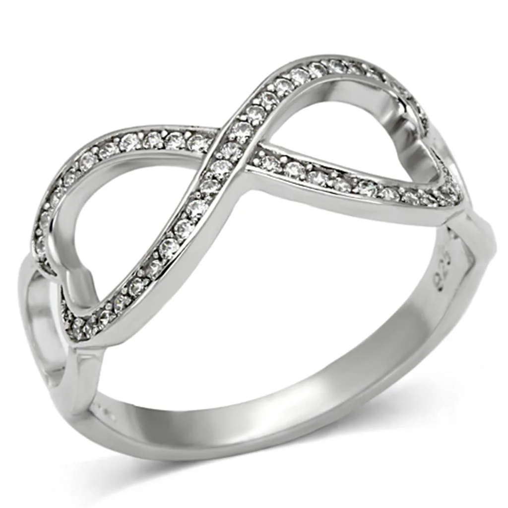 Sterling Silver Ring AAA GRD CZ Clear TS088 for Women Style Rhodium
