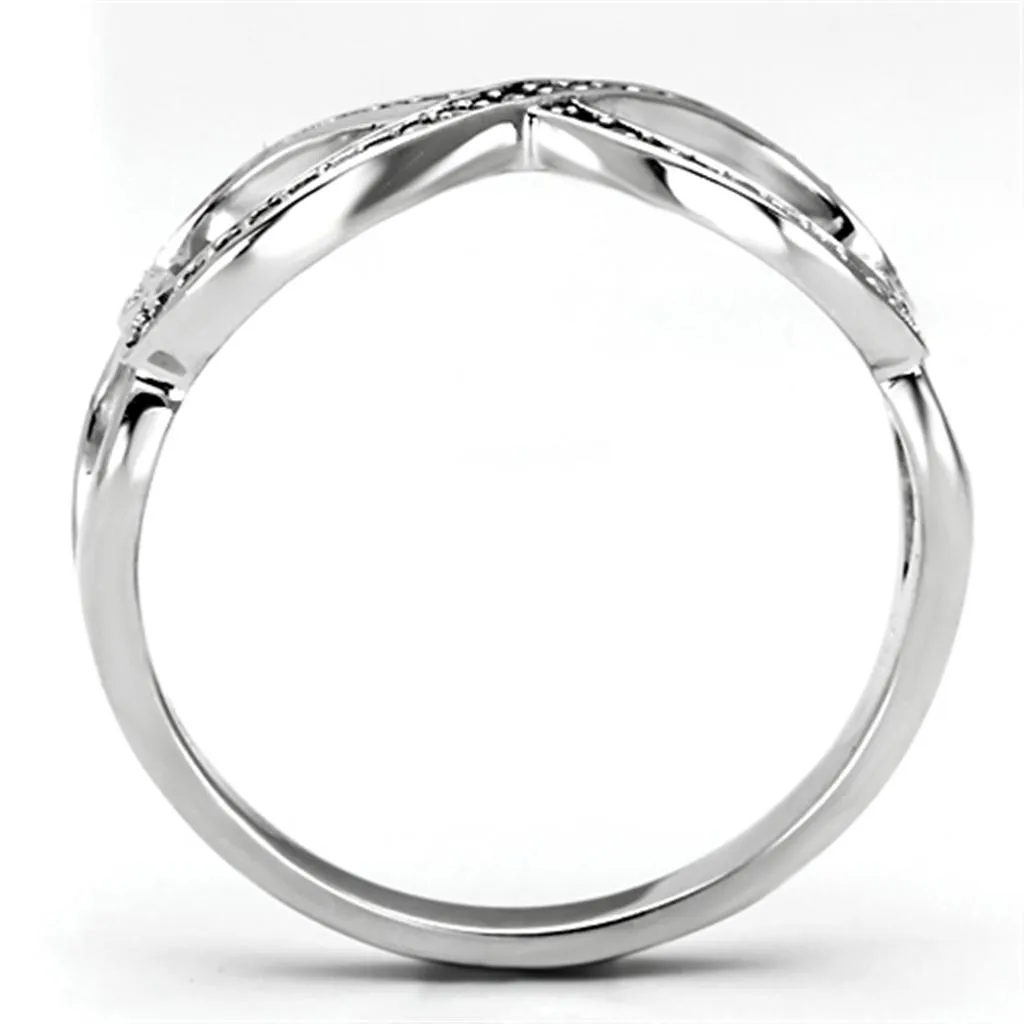 Sterling Silver Ring AAA GRD CZ Clear TS088 for Women Style Rhodium