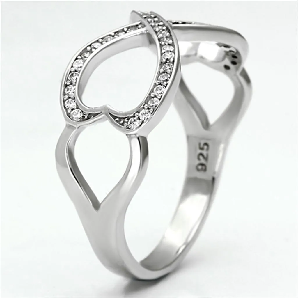 Sterling Silver Ring AAA GRD CZ Clear TS088 for Women Style Rhodium