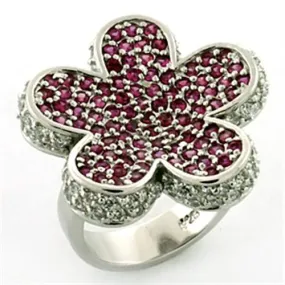 Sterling Silver Ring AAA GRD CZ Siam LOA647 for Women Style Rhodium