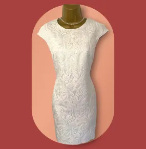 Ted Baker Cream Jacquard Shift Dress UK 8 US 4 EU 36