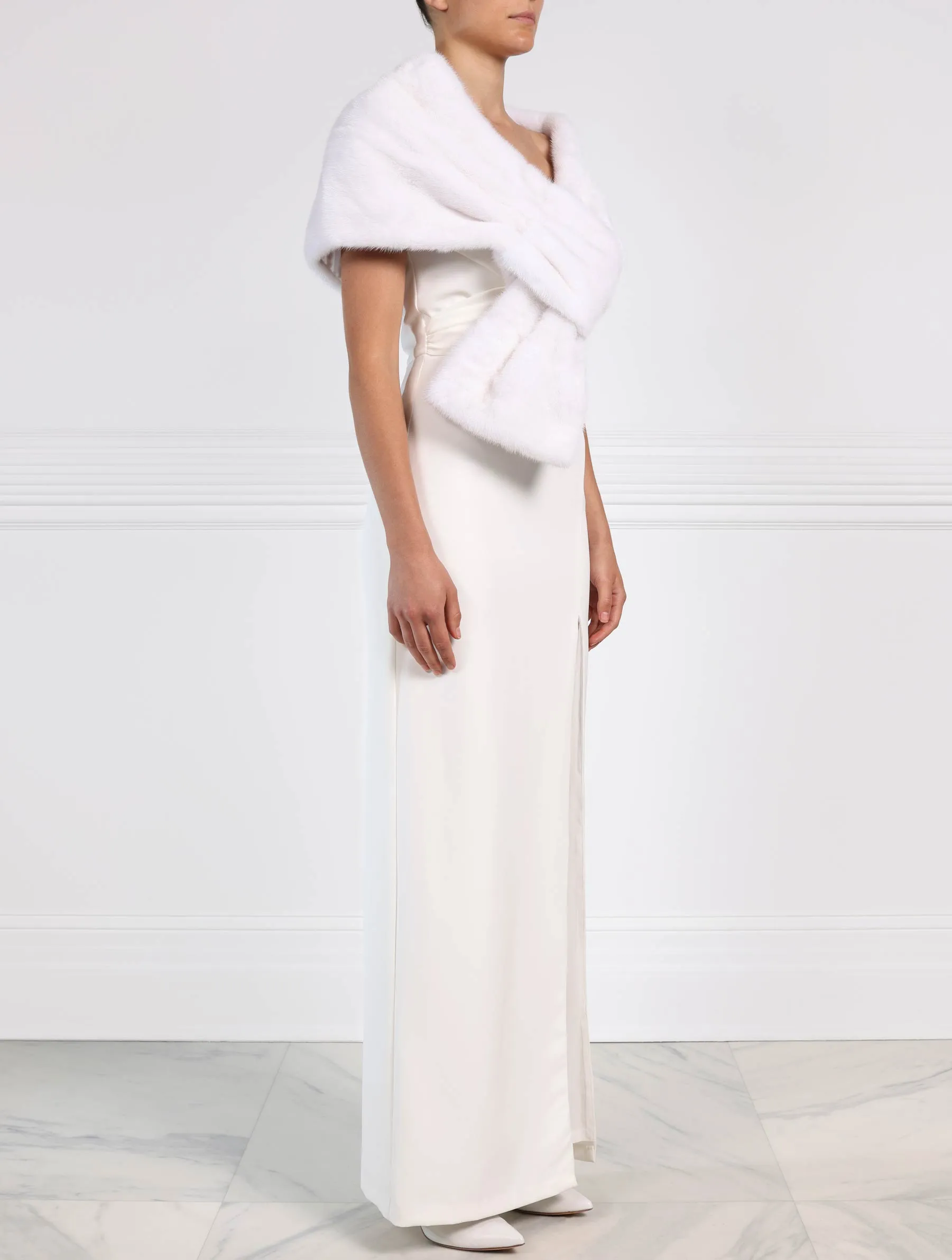 The Bridal Collection - The Zola Mink Pull-Through Stole in Winter White