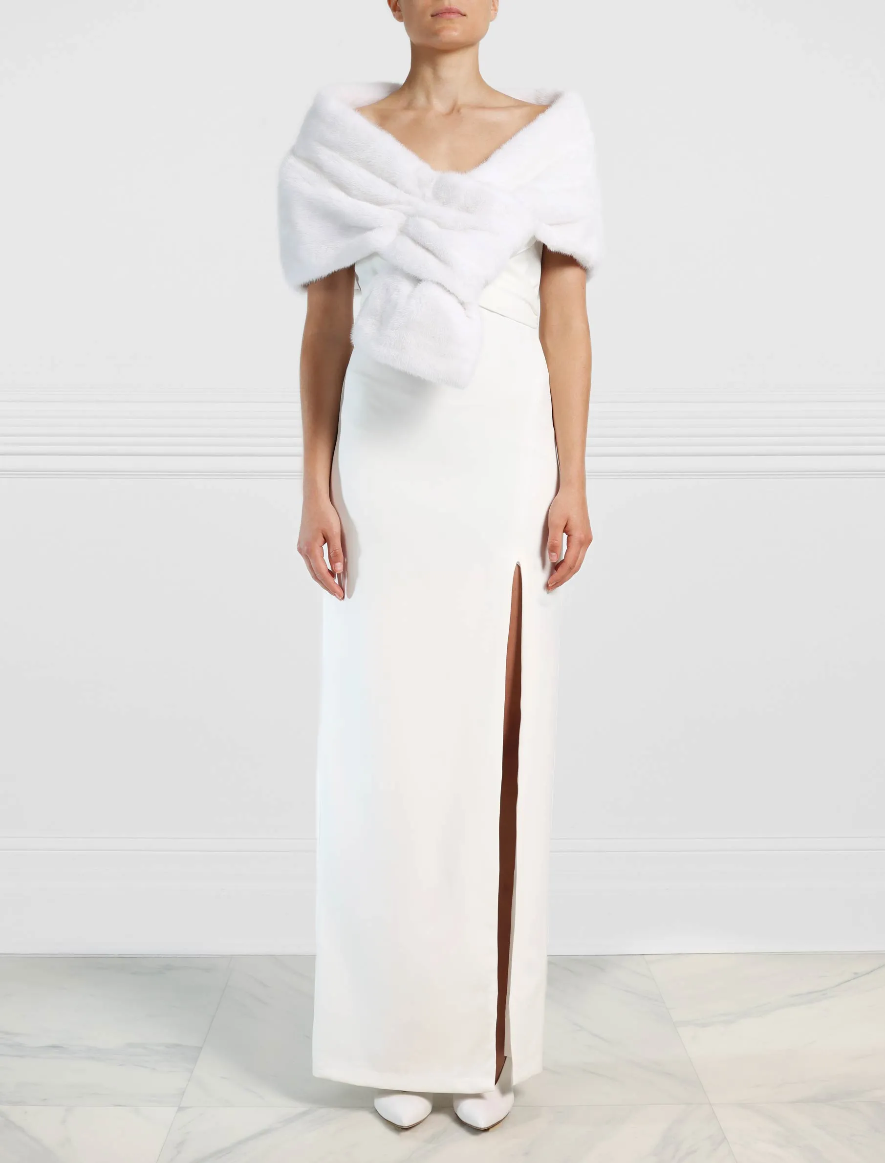 The Bridal Collection - The Zola Mink Pull-Through Stole in Winter White