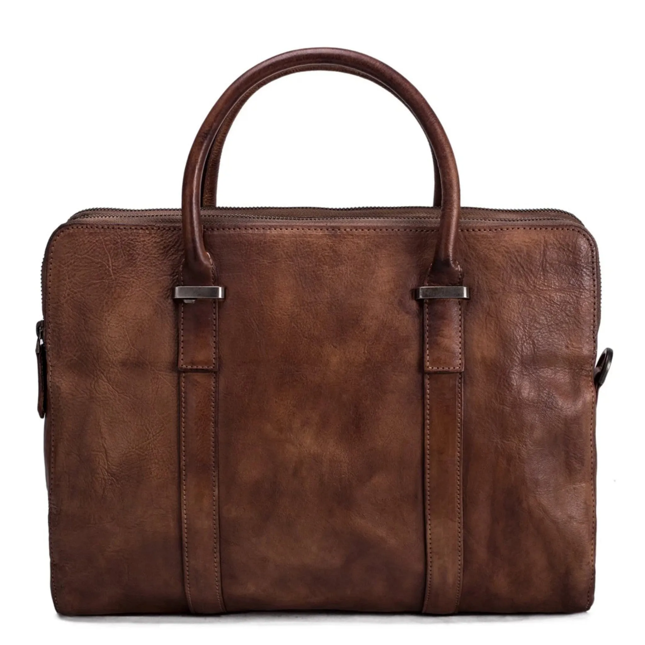 Vintage Vegetable Tanned Leather Briefcase - Vintage Brown