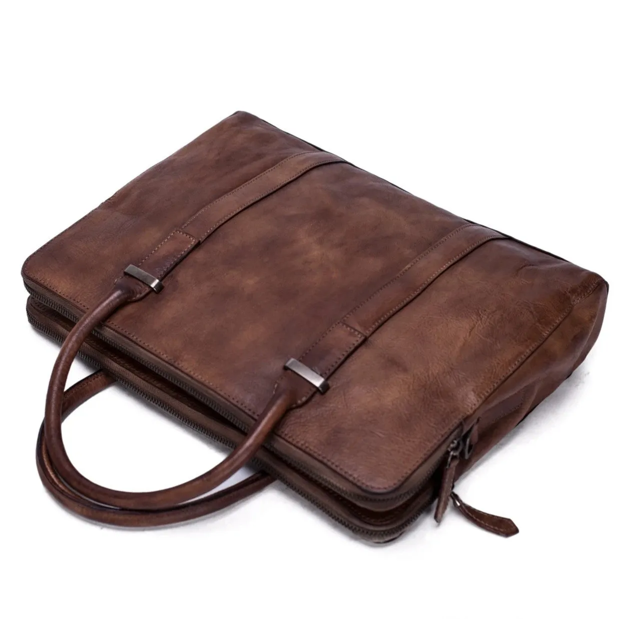 Vintage Vegetable Tanned Leather Briefcase - Vintage Brown