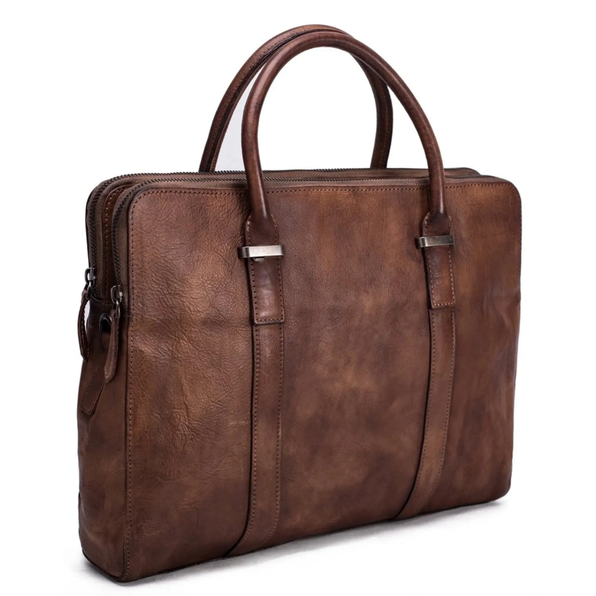 Vintage Vegetable Tanned Leather Briefcase - Vintage Brown