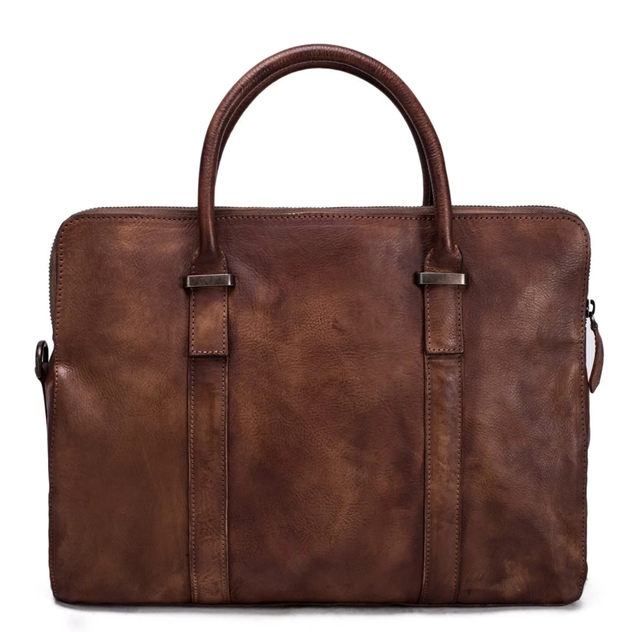 Vintage Vegetable Tanned Leather Briefcase - Vintage Brown