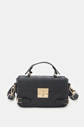 Women Black Embossed Cross Body Bag