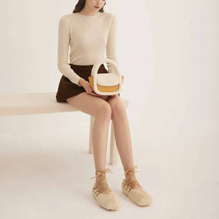 Womens Faux Fur Handbag Purse Small Cross Shoulder Bag For Women