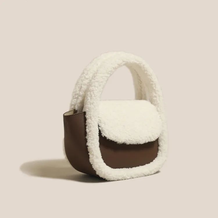 Womens Faux Fur Handbag Purse Small Cross Shoulder Bag For Women