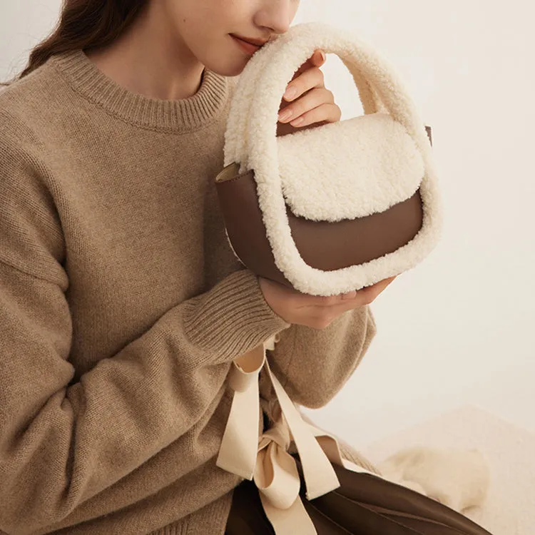 Womens Faux Fur Handbag Purse Small Cross Shoulder Bag For Women
