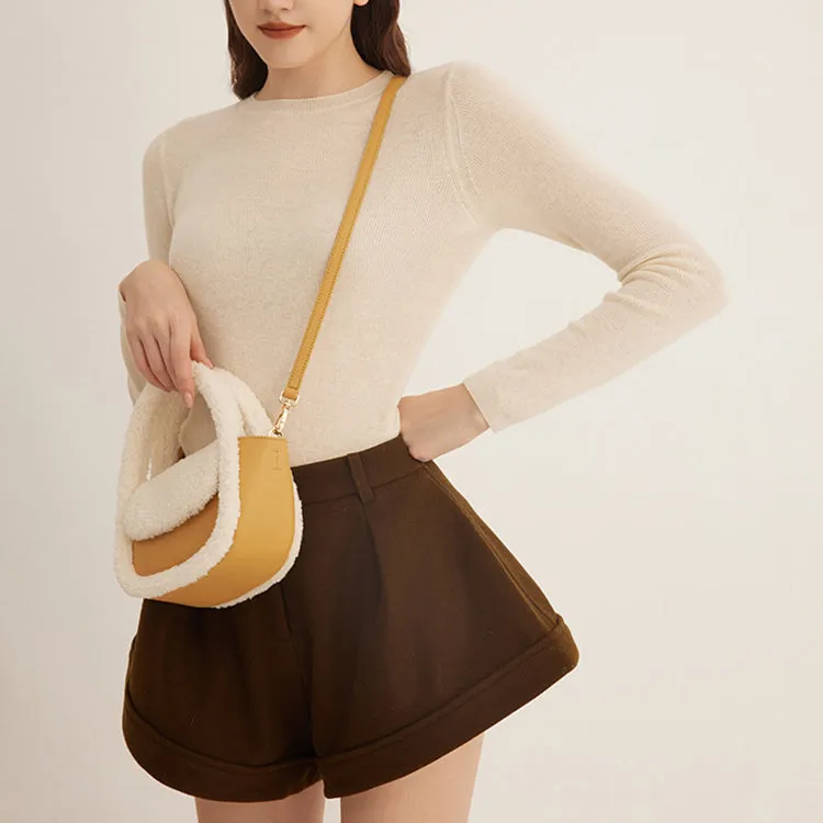 Womens Faux Fur Handbag Purse Small Cross Shoulder Bag For Women