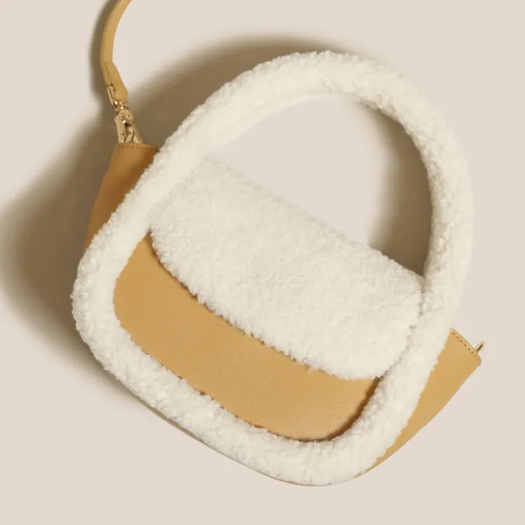 Womens Faux Fur Handbag Purse Small Cross Shoulder Bag For Women