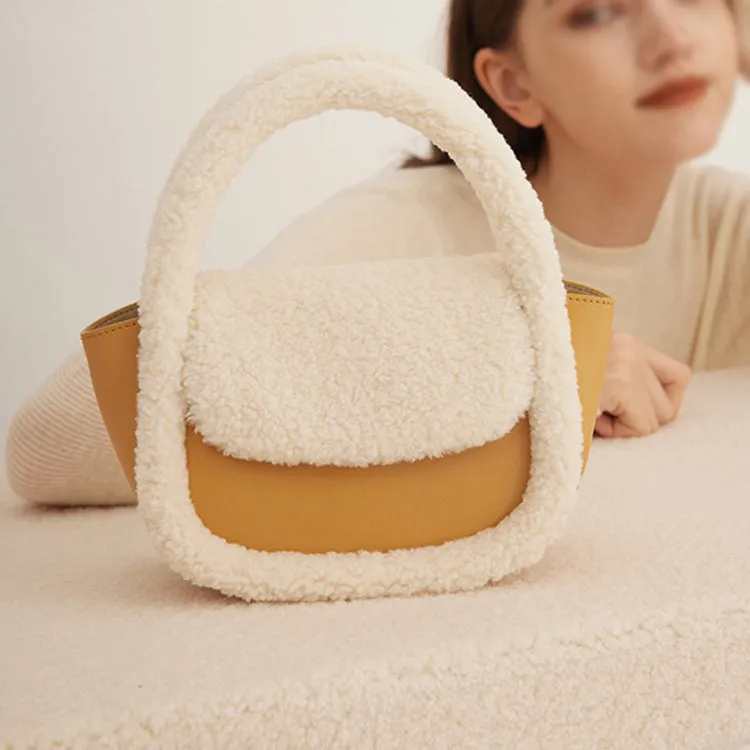 Womens Faux Fur Handbag Purse Small Cross Shoulder Bag For Women