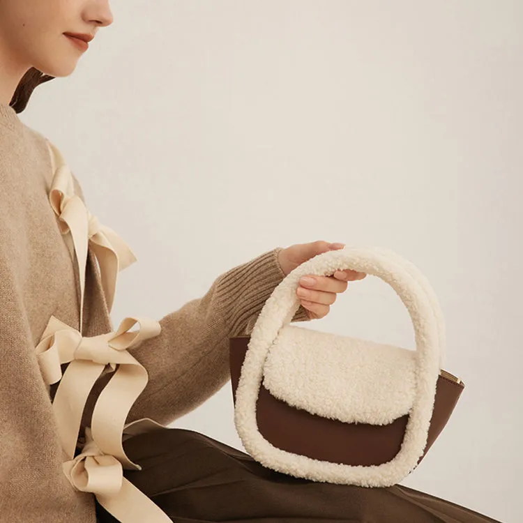 Womens Faux Fur Handbag Purse Small Cross Shoulder Bag For Women