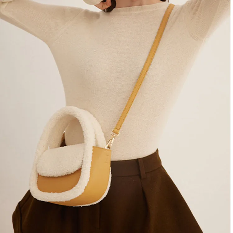 Womens Faux Fur Handbag Purse Small Cross Shoulder Bag For Women