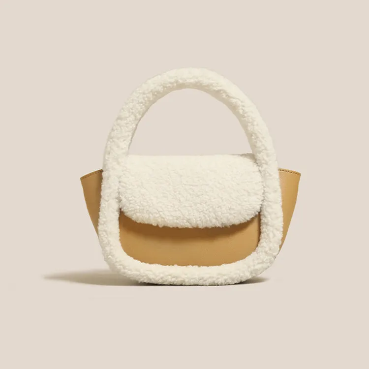 Womens Faux Fur Handbag Purse Small Cross Shoulder Bag For Women