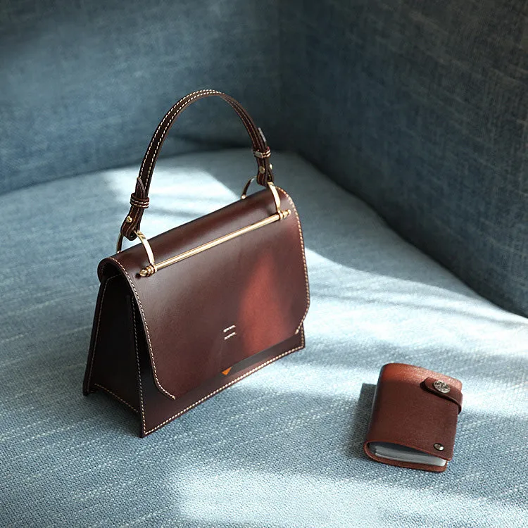 Women's Small Leather Satchel Handbags Over The Shoulder Bag Purse for Women