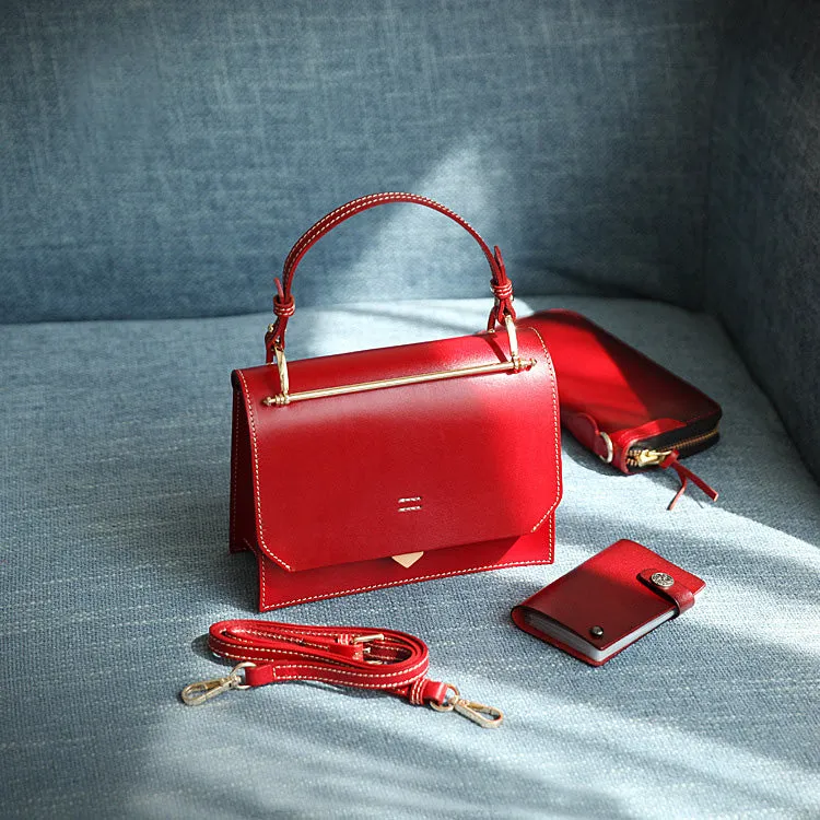 Women's Small Leather Satchel Handbags Over The Shoulder Bag Purse for Women
