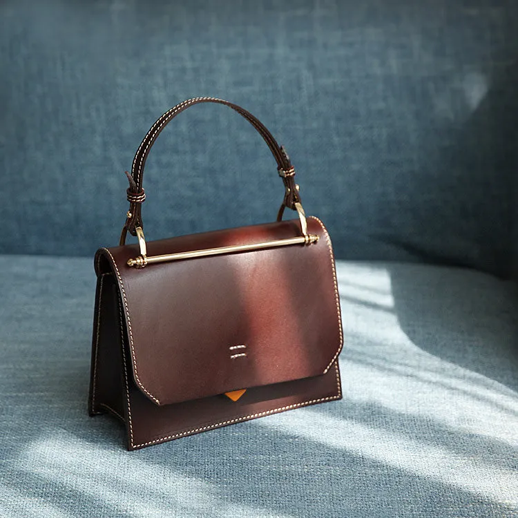 Women's Small Leather Satchel Handbags Over The Shoulder Bag Purse for Women