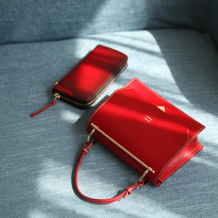 Women's Small Leather Satchel Handbags Over The Shoulder Bag Purse for Women